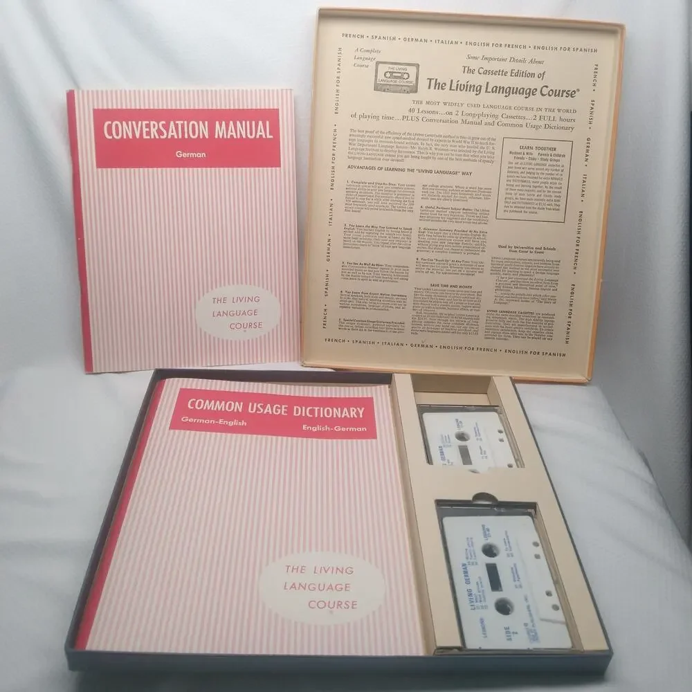 Living Language Living German Complete Cassette Edition Course Book Vintage Set